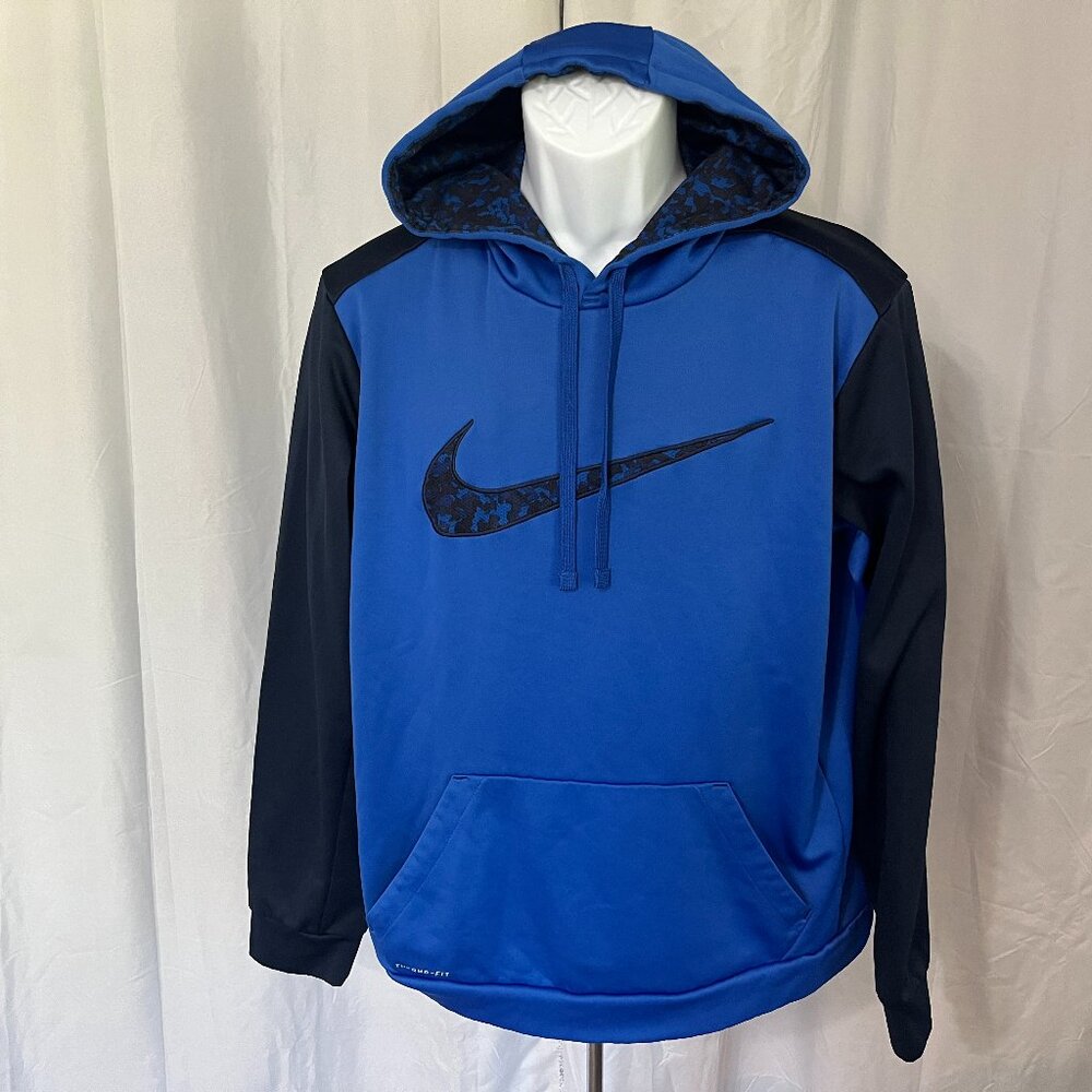 🏀 Nike Therma-Fit Men’s Blue on Blue Hooded Sweatshirt Hoodie L Large 🔥